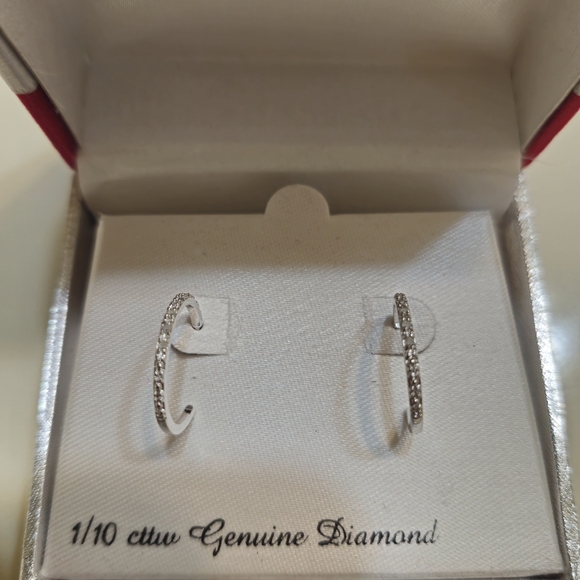 Stirling Silver Diamond Earrings